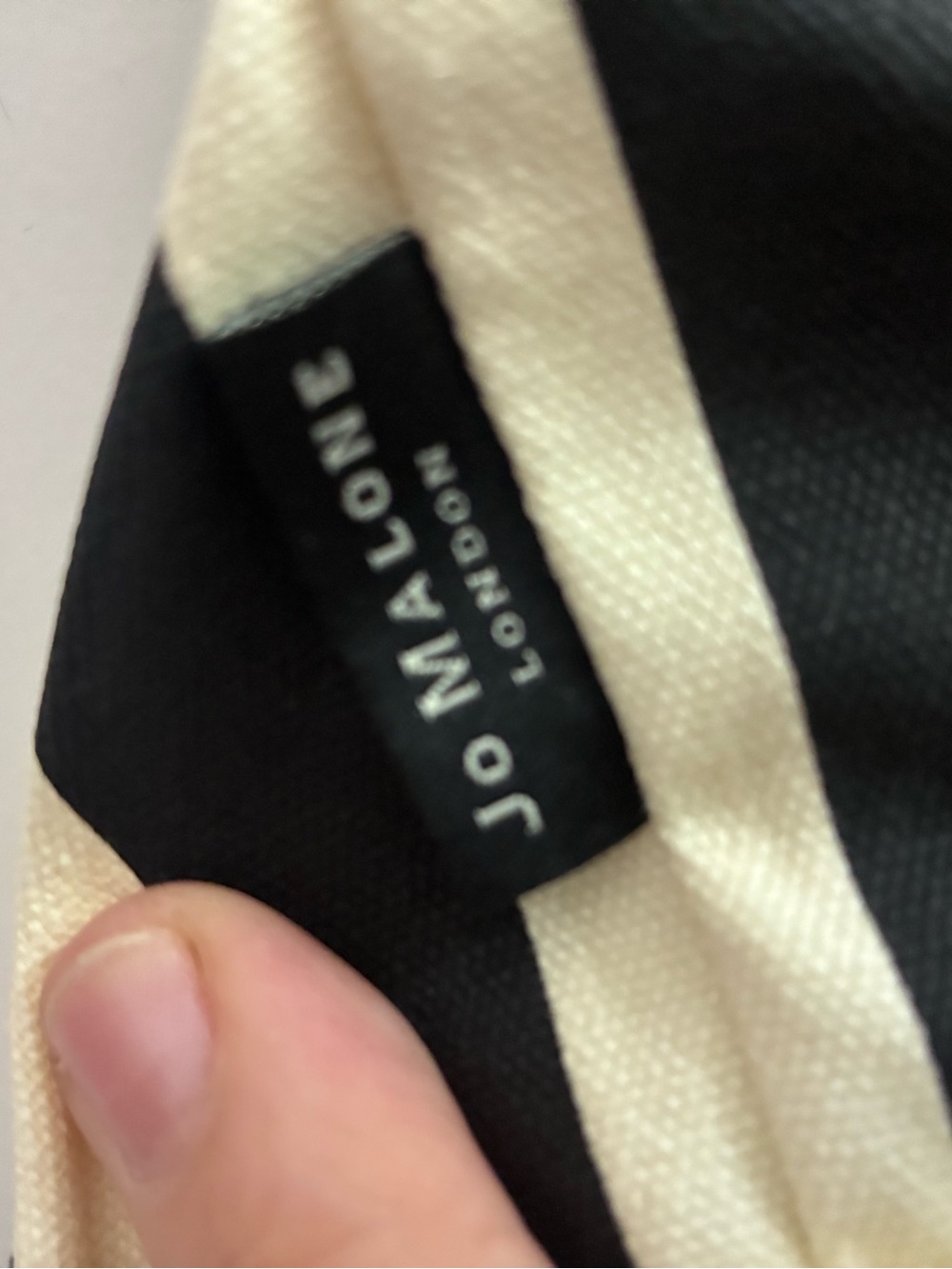 Black & Cream Striped Drawstring canvas mini Bag.